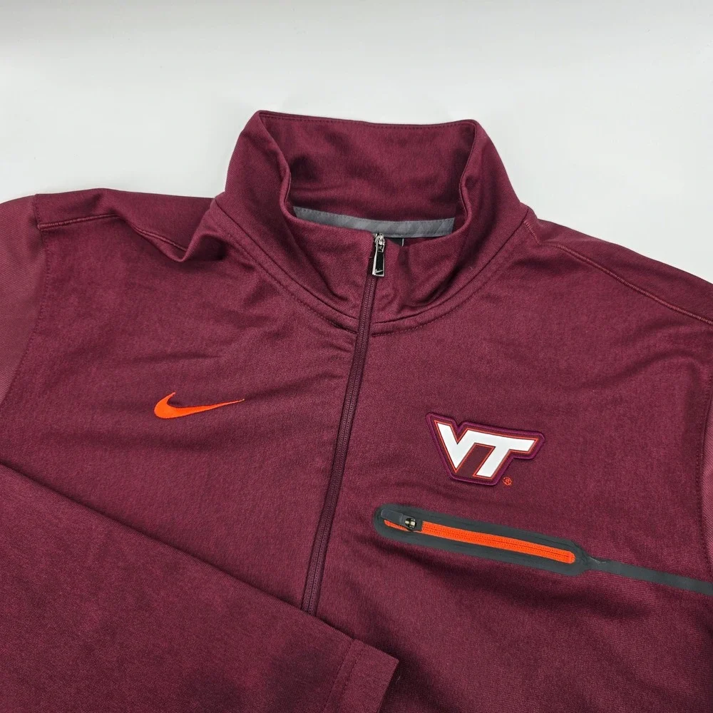Nike Virginia Tech Hokies Pullover Mens Dri-FIT Quarter Zip‎ Maroon Medium